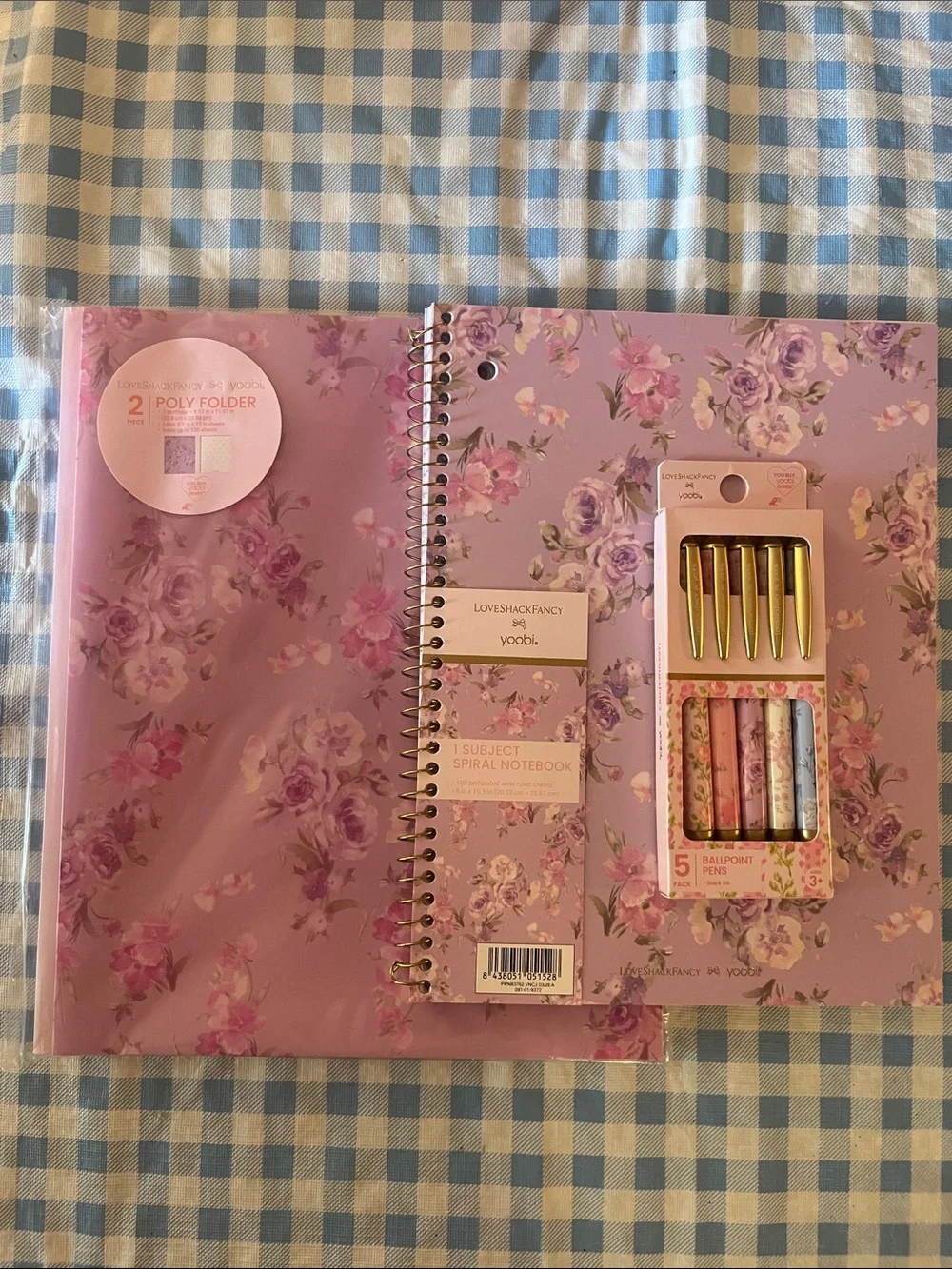 Yoobi Floral Purple Spiral Notebook & Pen Set